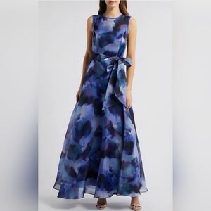 Eliza J Blue and Purple Floral Maxi Dress